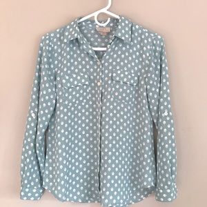 LOFT | Blue Acorn Print Blouse